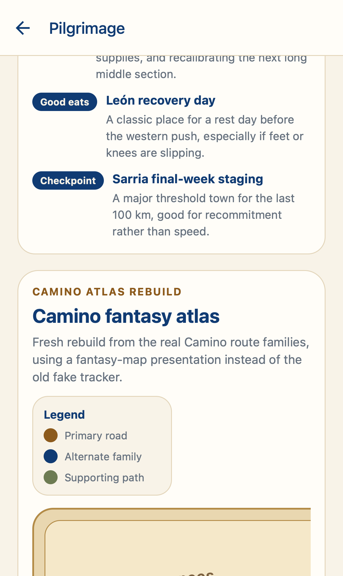 Via Fidei Pilgrimage focused route and pilgrimage screen